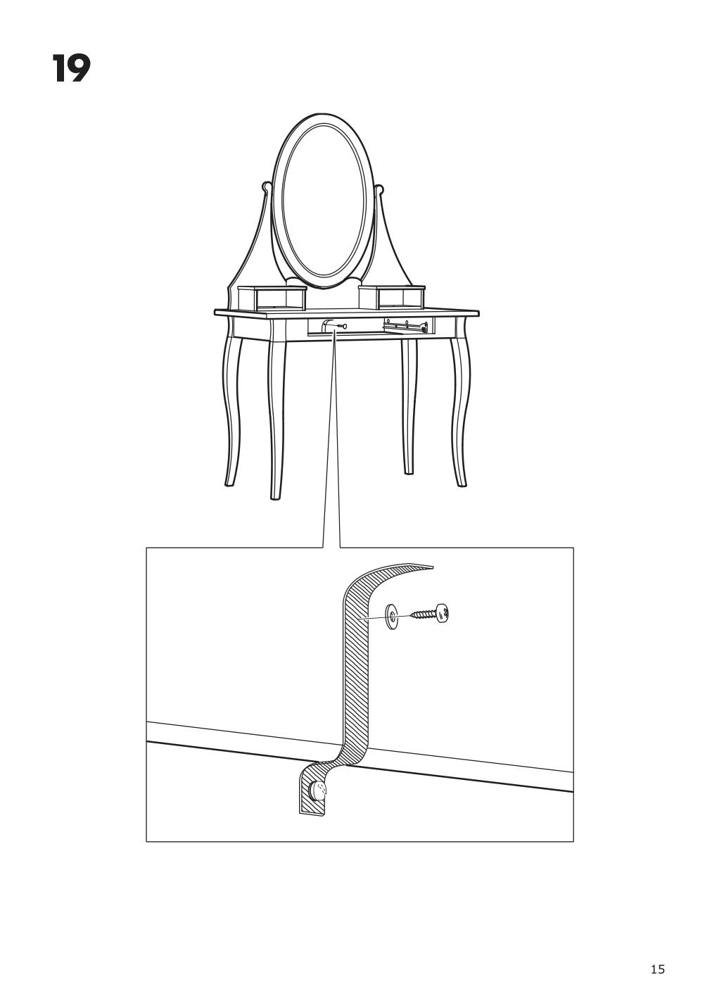 Assembly instructions for IKEA Hemnes dressing table with mirror white | Page 15 - IKEA HEMNES dressing table with mirror 303.744.13