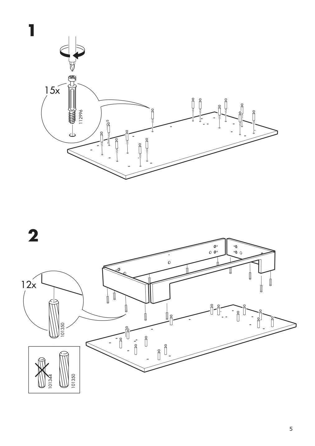 Assembly instructions for IKEA Hemnes dressing table with mirror white | Page 5 - IKEA HEMNES dressing table with mirror 303.744.13