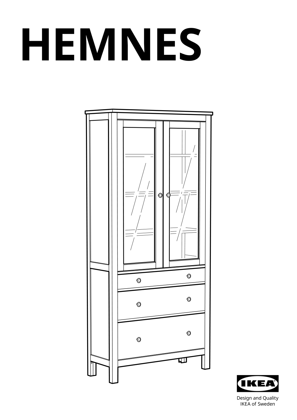 Assembly instructions for IKEA Hemnes glass door cabinet with 3 drawers red stained light brown stained | Page 1 - IKEA HEMNES glass-door cabinet with 3 drawers 505.306.34