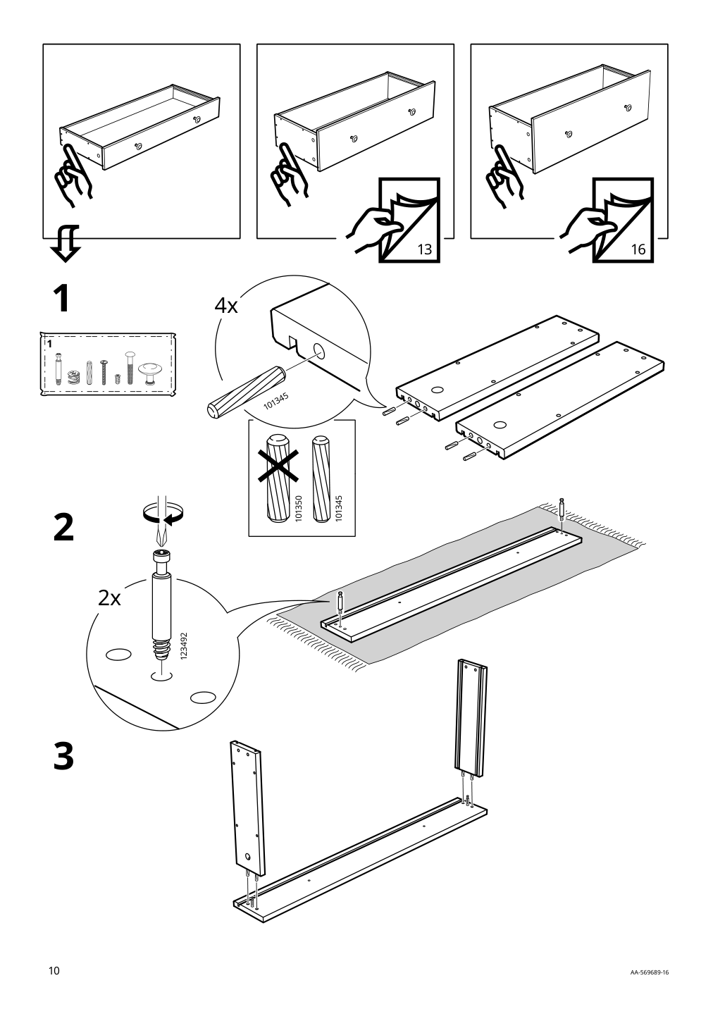 Assembly instructions for IKEA Hemnes glass door cabinet with 3 drawers black brown light brown | Page 10 - IKEA HEMNES glass-door cabinet with 3 drawers 504.522.97