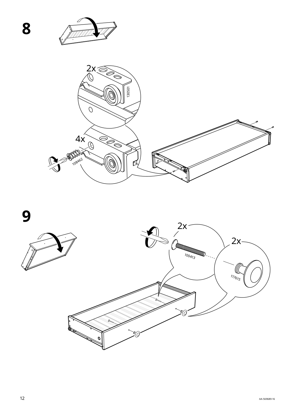 Assembly instructions for IKEA Hemnes glass door cabinet with 3 drawers black brown light brown | Page 12 - IKEA HEMNES glass-door cabinet with 3 drawers 504.522.97