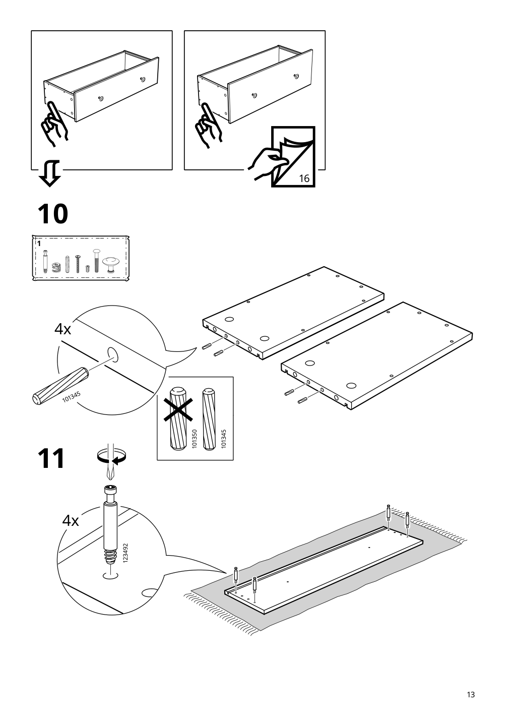 Assembly instructions for IKEA Hemnes glass door cabinet with 3 drawers black brown light brown | Page 13 - IKEA HEMNES glass-door cabinet with 3 drawers 504.522.97