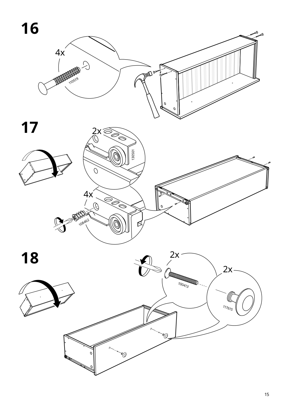 Assembly instructions for IKEA Hemnes glass door cabinet with 3 drawers black brown light brown | Page 15 - IKEA HEMNES glass-door cabinet with 3 drawers 504.522.97