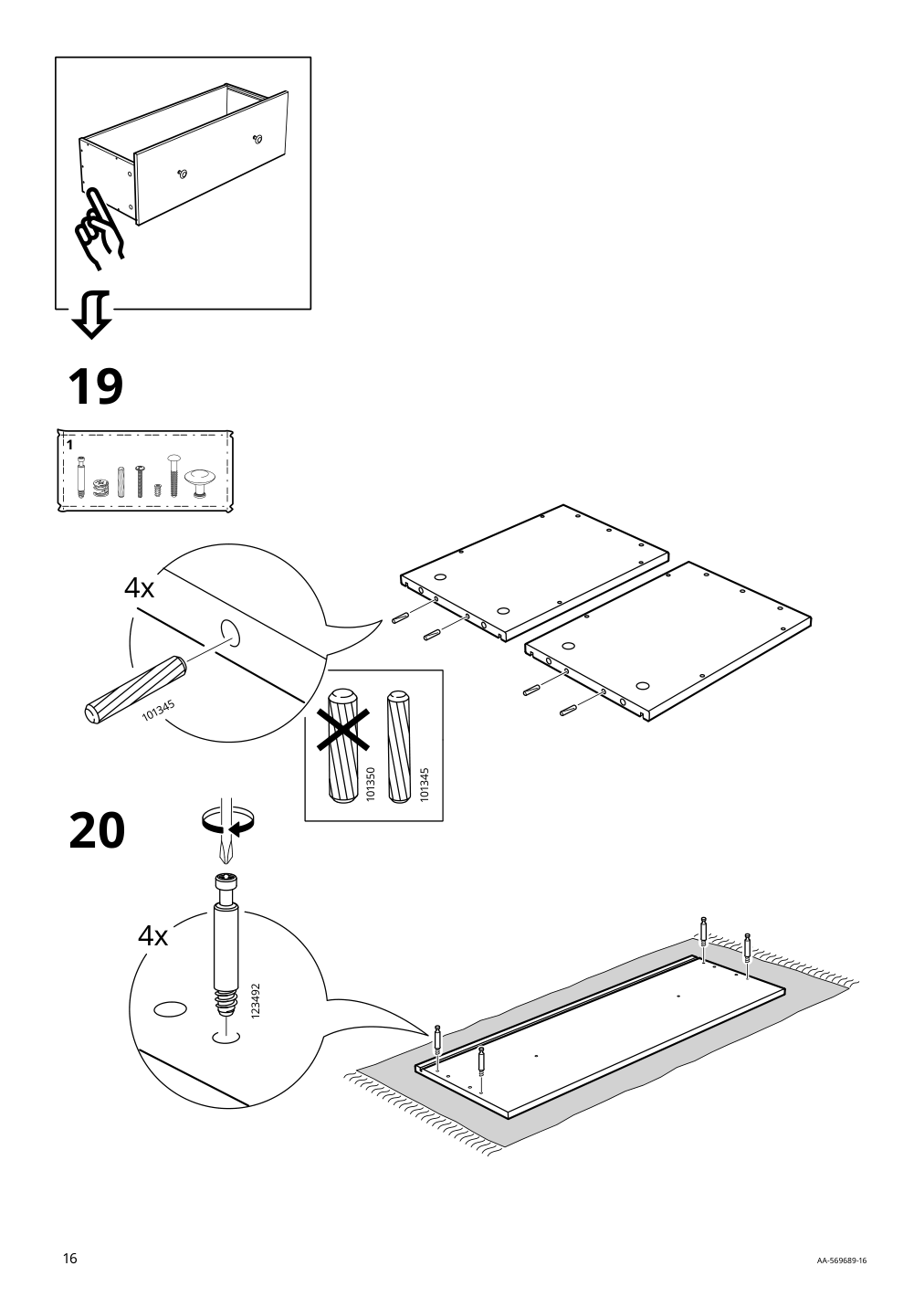 Assembly instructions for IKEA Hemnes glass door cabinet with 3 drawers white stain light brown | Page 16 - IKEA HEMNES glass-door cabinet with 3 drawers 504.135.07