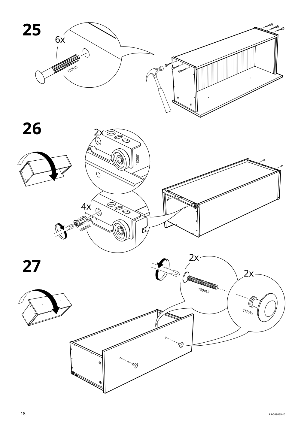 Assembly instructions for IKEA Hemnes glass door cabinet with 3 drawers black brown light brown | Page 18 - IKEA HEMNES glass-door cabinet with 3 drawers 504.522.97