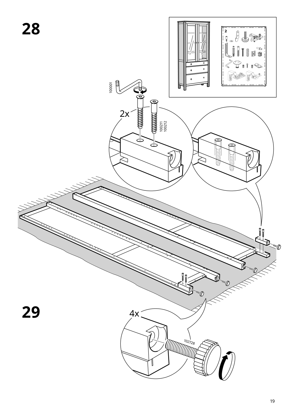 Assembly instructions for IKEA Hemnes glass door cabinet with 3 drawers black brown light brown | Page 19 - IKEA HEMNES glass-door cabinet with 3 drawers 504.522.97