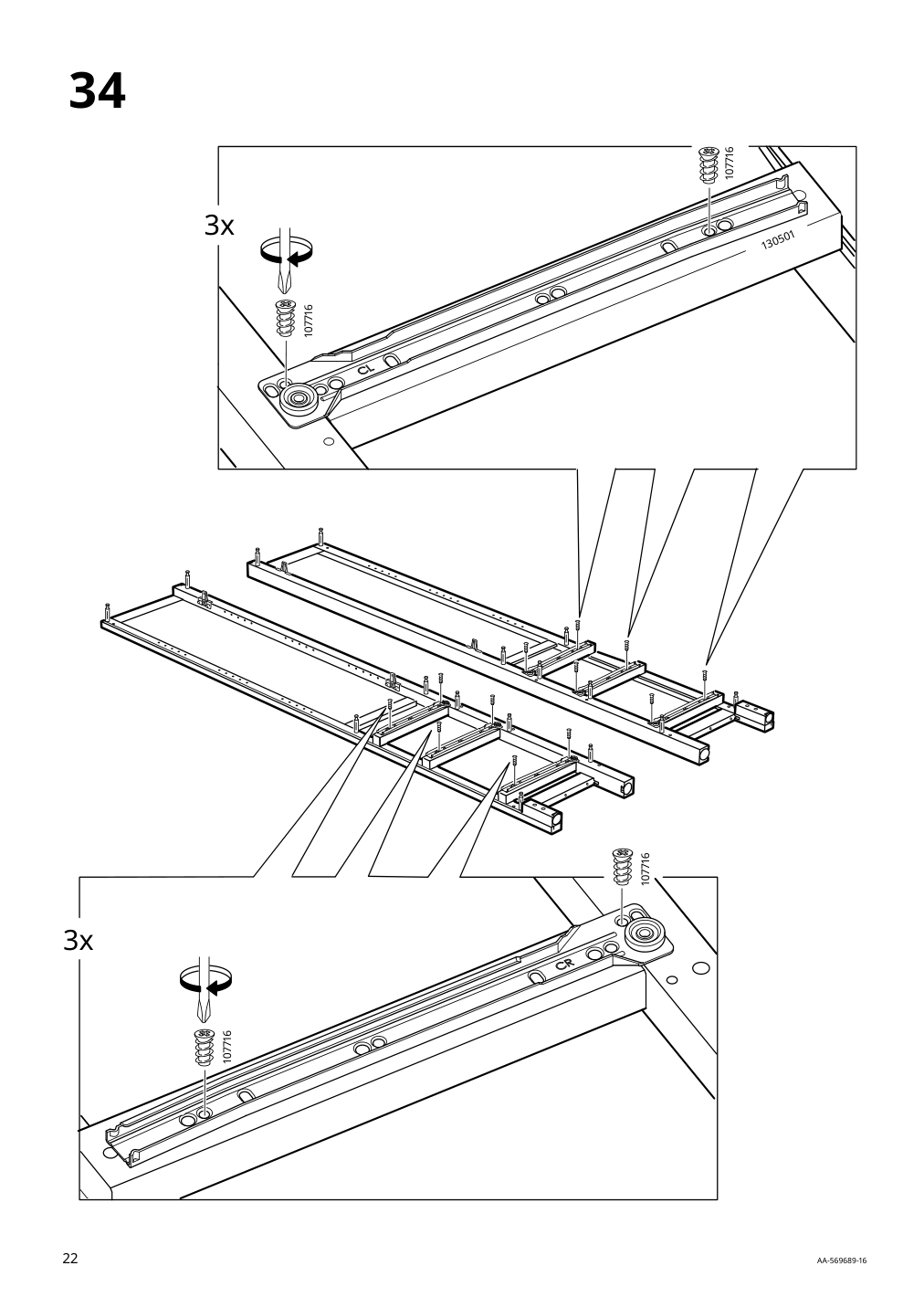 Assembly instructions for IKEA Hemnes glass door cabinet with 3 drawers black brown light brown | Page 22 - IKEA HEMNES glass-door cabinet with 3 drawers 504.522.97