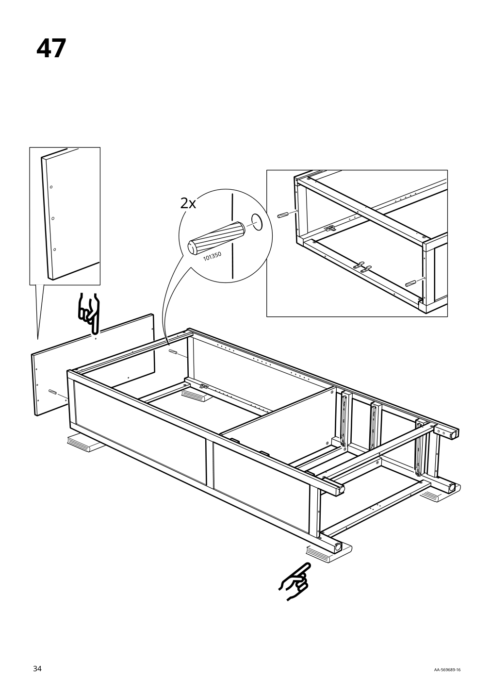 Assembly instructions for IKEA Hemnes glass door cabinet with 3 drawers black brown light brown | Page 34 - IKEA HEMNES TV storage combination 093.365.69