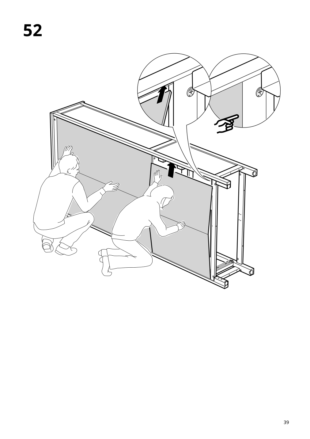 Assembly instructions for IKEA Hemnes glass door cabinet with 3 drawers black brown light brown | Page 39 - IKEA HEMNES glass-door cabinet with 3 drawers 504.522.97