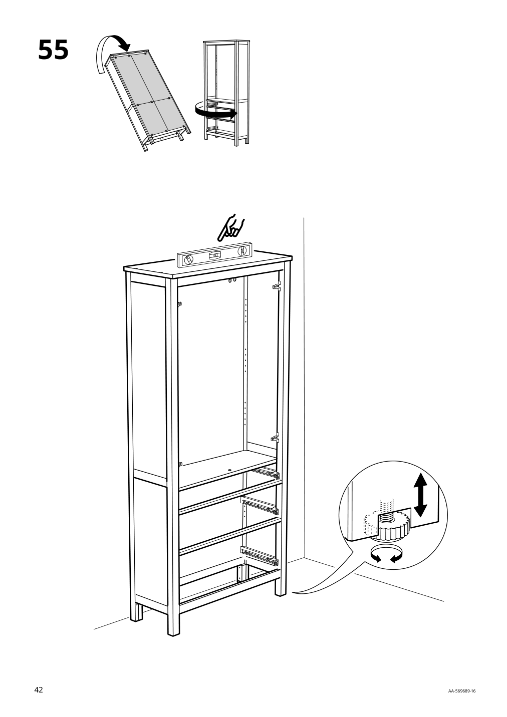 Assembly instructions for IKEA Hemnes glass door cabinet with 3 drawers red stained light brown stained | Page 42 - IKEA HEMNES glass-door cabinet with 3 drawers 505.306.34