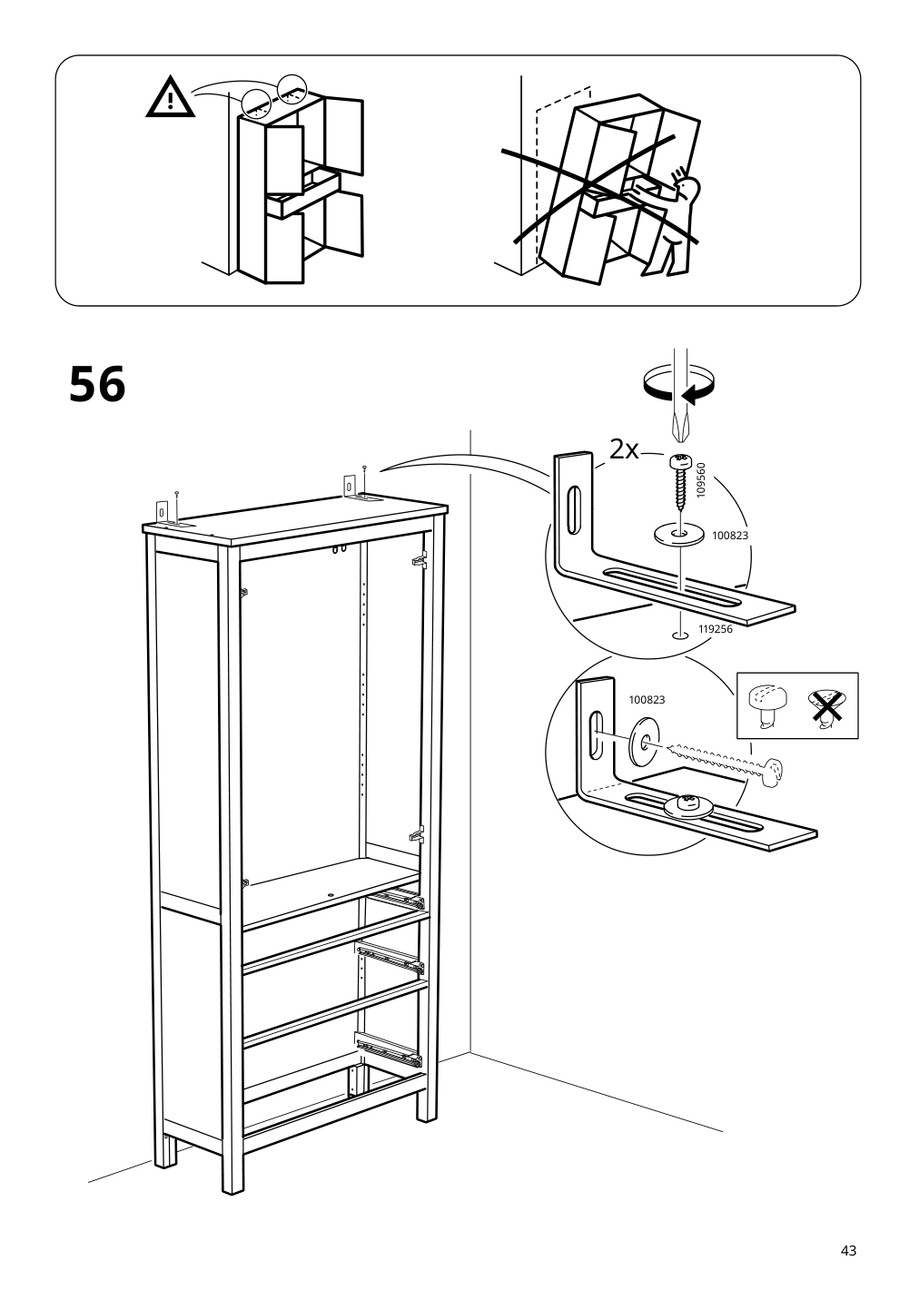 Assembly instructions for IKEA Hemnes glass door cabinet with 3 drawers white stain light brown | Page 43 - IKEA HEMNES glass-door cabinet with 3 drawers 504.135.07