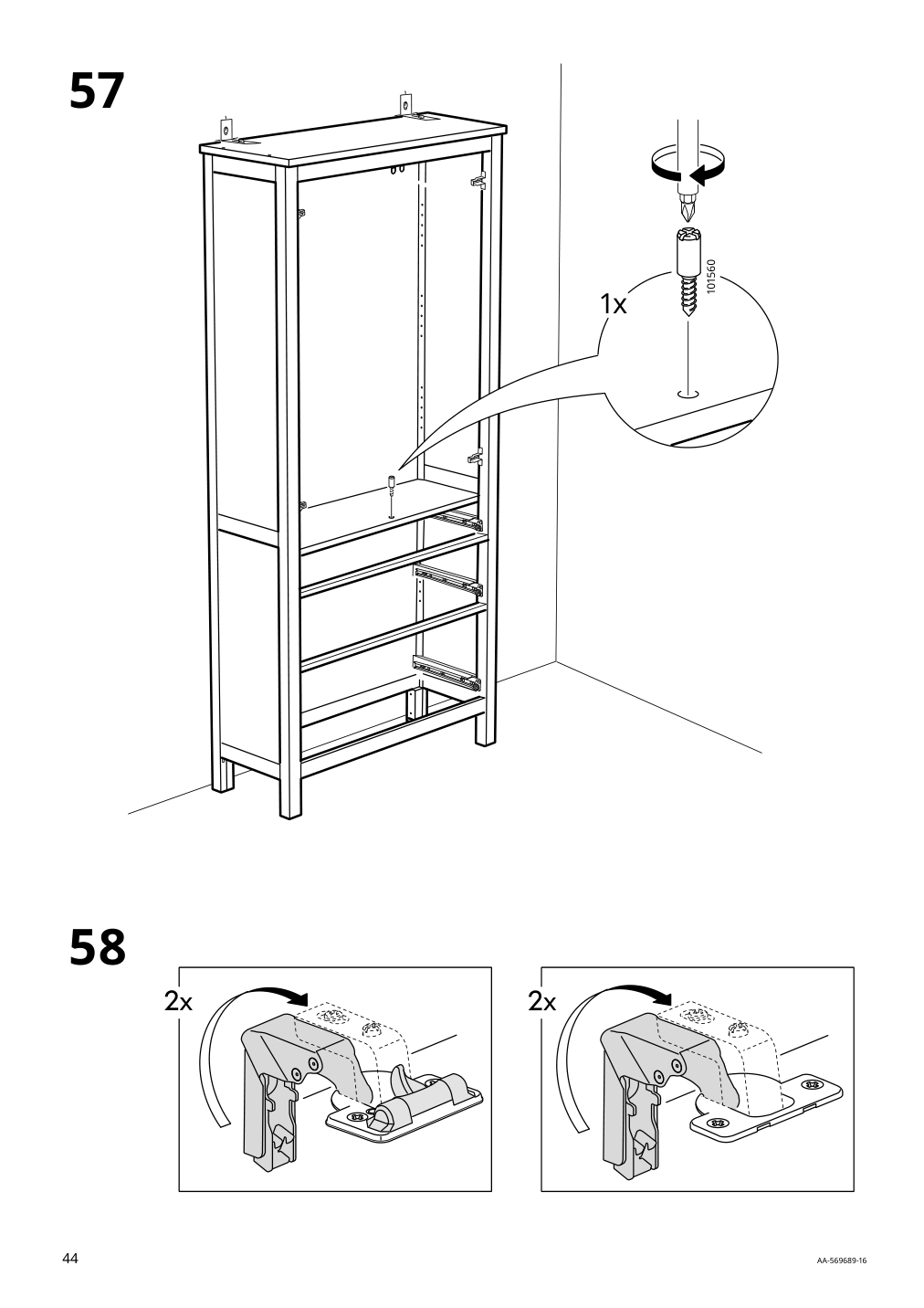 Assembly instructions for IKEA Hemnes glass door cabinet with 3 drawers black brown light brown | Page 44 - IKEA HEMNES glass-door cabinet with 3 drawers 504.522.97