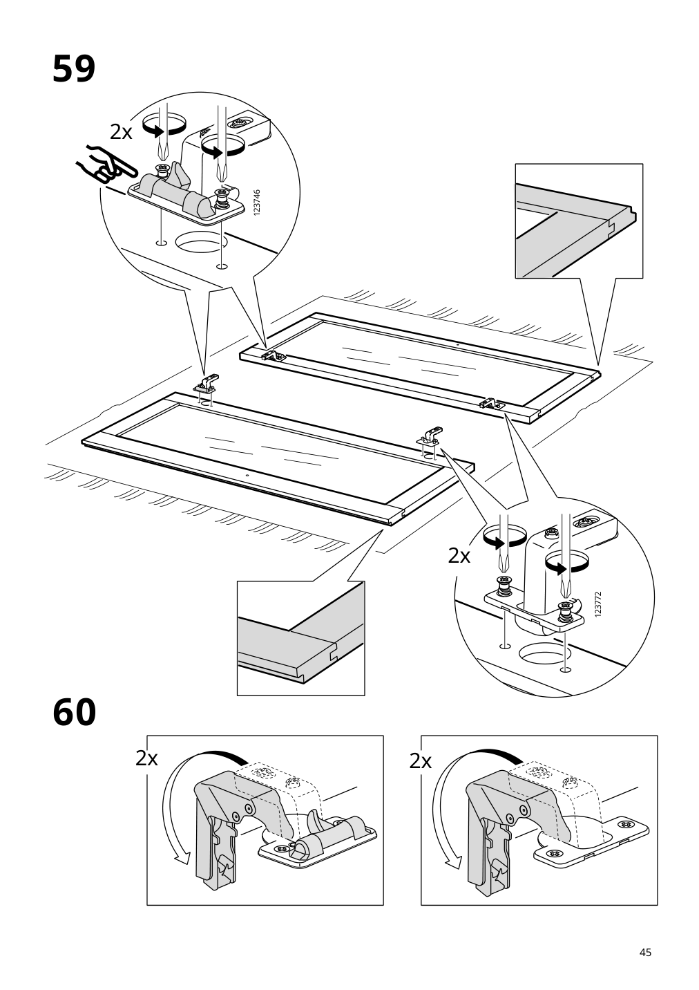 Assembly instructions for IKEA Hemnes glass door cabinet with 3 drawers black brown light brown | Page 45 - IKEA HEMNES glass-door cabinet with 3 drawers 504.522.97