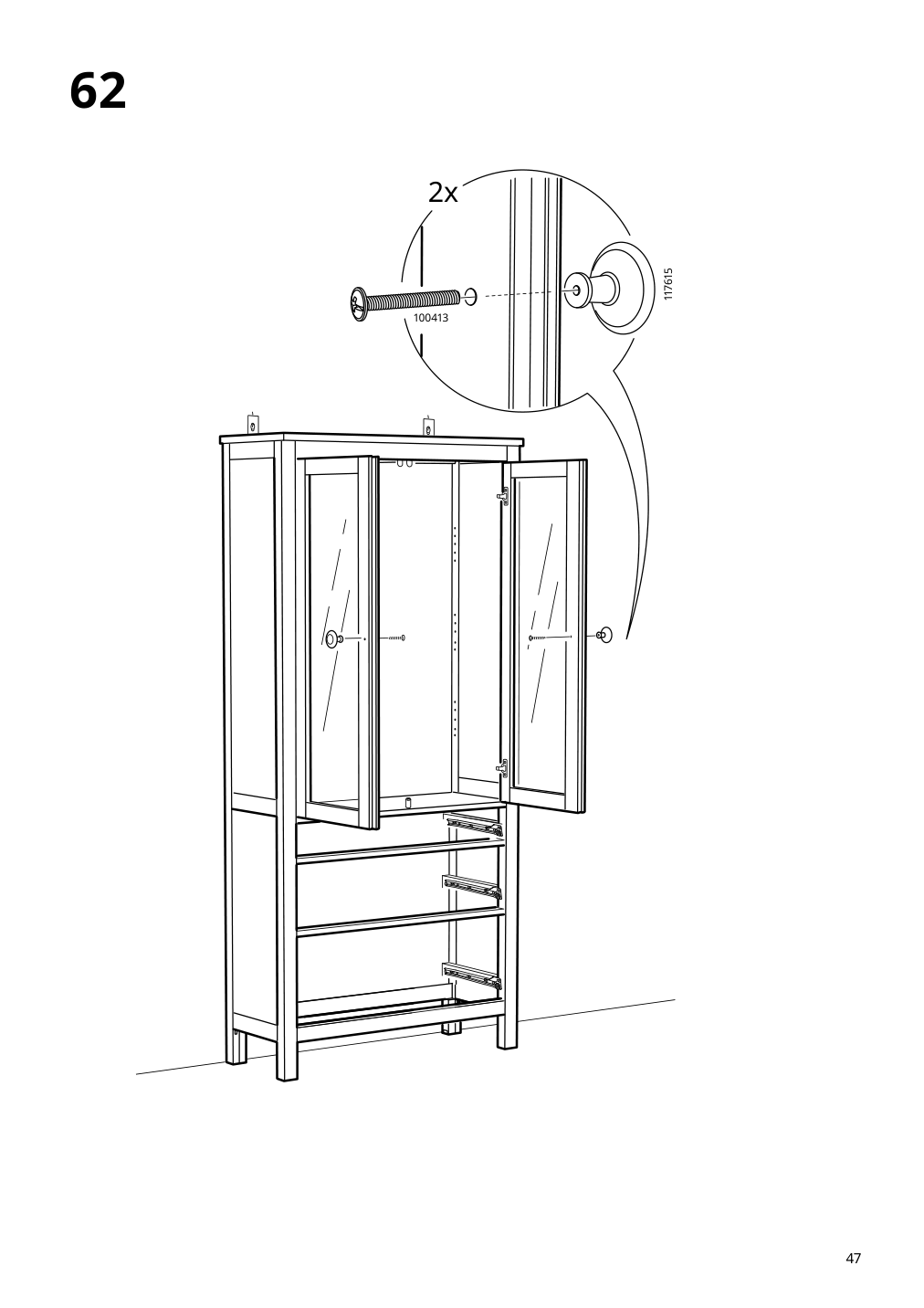 Assembly instructions for IKEA Hemnes glass door cabinet with 3 drawers black brown light brown | Page 47 - IKEA HEMNES TV storage combination 093.365.69