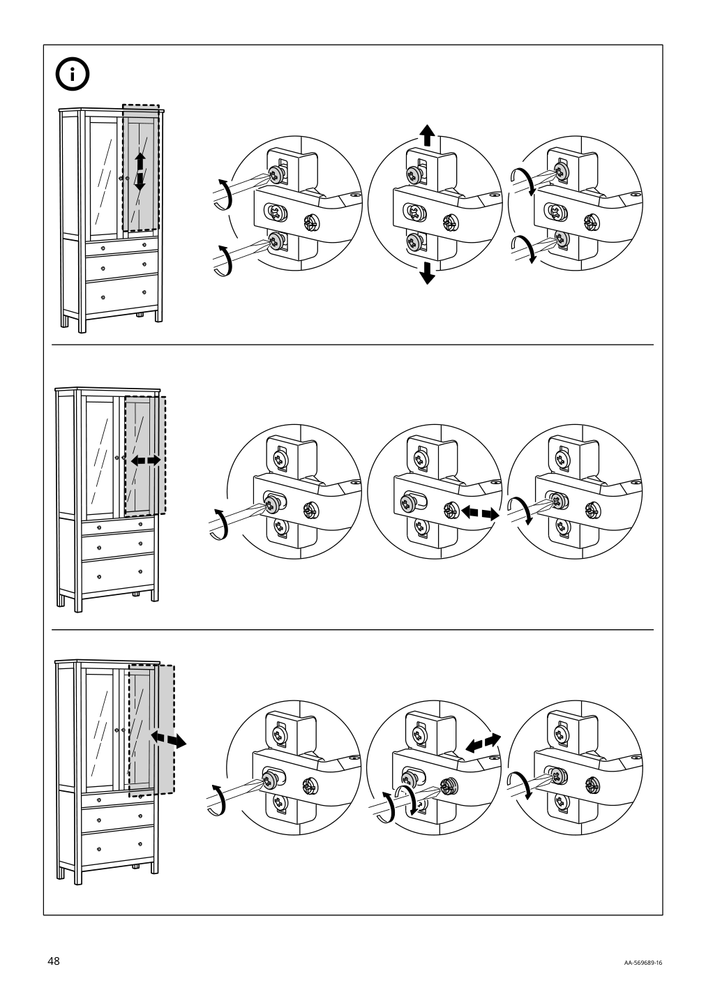 Assembly instructions for IKEA Hemnes glass door cabinet with 3 drawers black brown light brown | Page 48 - IKEA HEMNES glass-door cabinet with 3 drawers 504.522.97