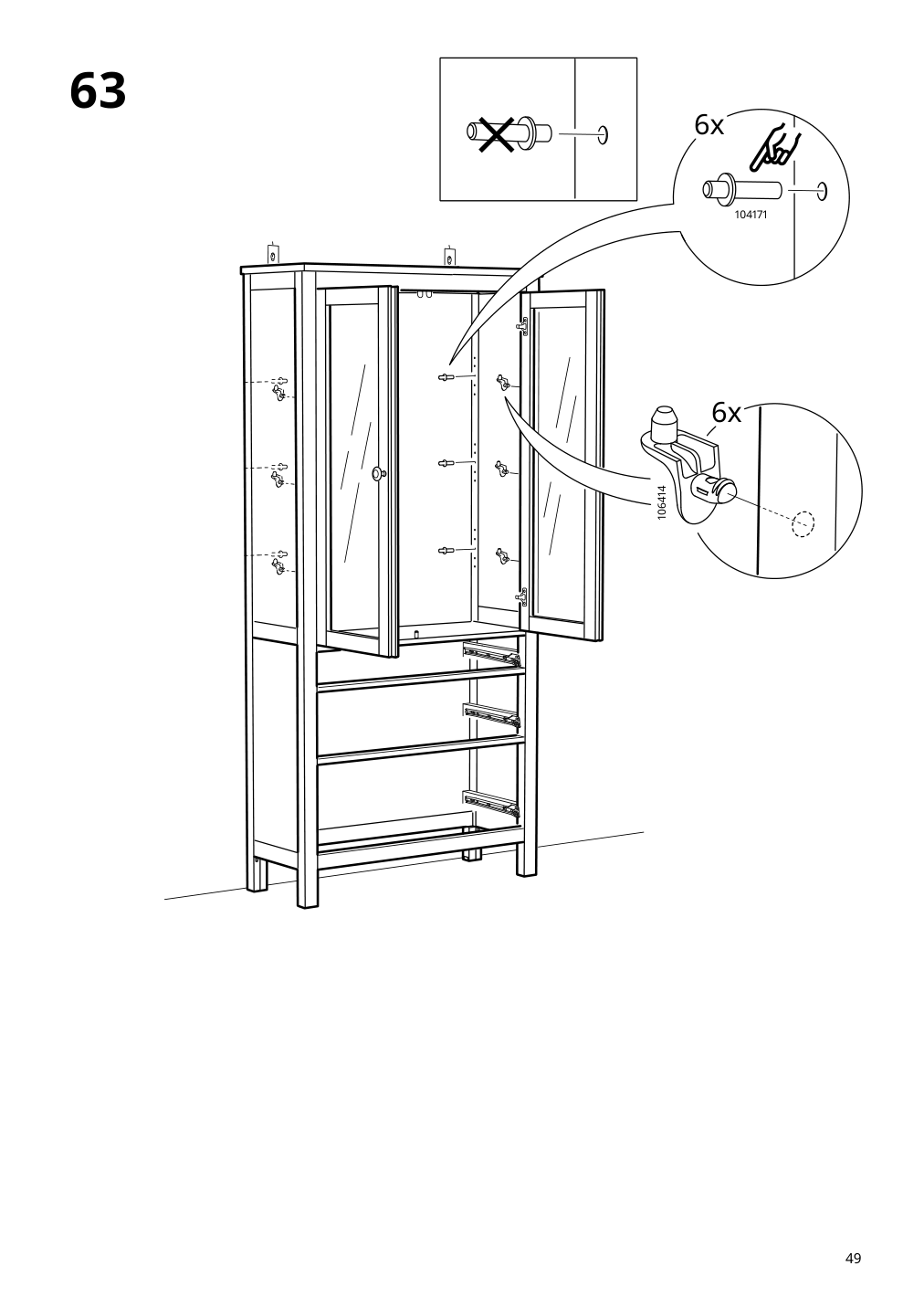 Assembly instructions for IKEA Hemnes glass door cabinet with 3 drawers black brown light brown | Page 49 - IKEA HEMNES glass-door cabinet with 3 drawers 504.522.97