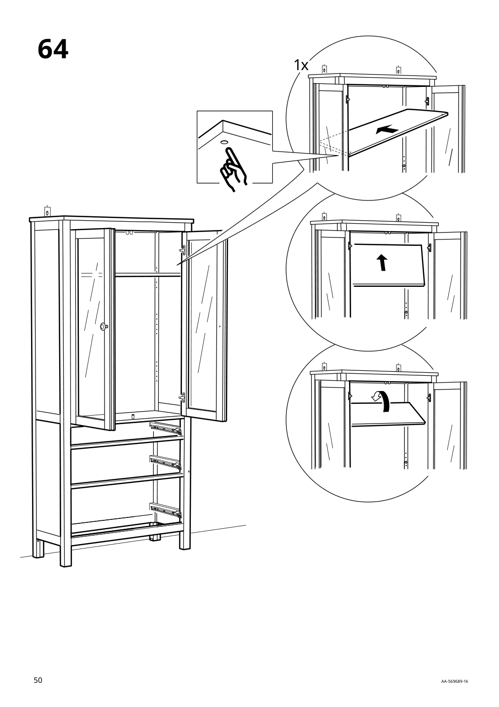 Assembly instructions for IKEA Hemnes glass door cabinet with 3 drawers black brown light brown | Page 50 - IKEA HEMNES glass-door cabinet with 3 drawers 504.522.97