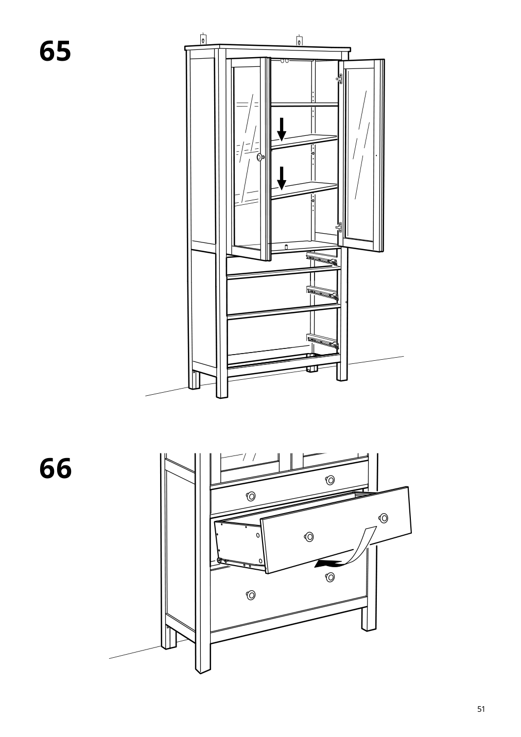 Assembly instructions for IKEA Hemnes glass door cabinet with 3 drawers black brown light brown | Page 51 - IKEA HEMNES TV storage combination 093.365.69