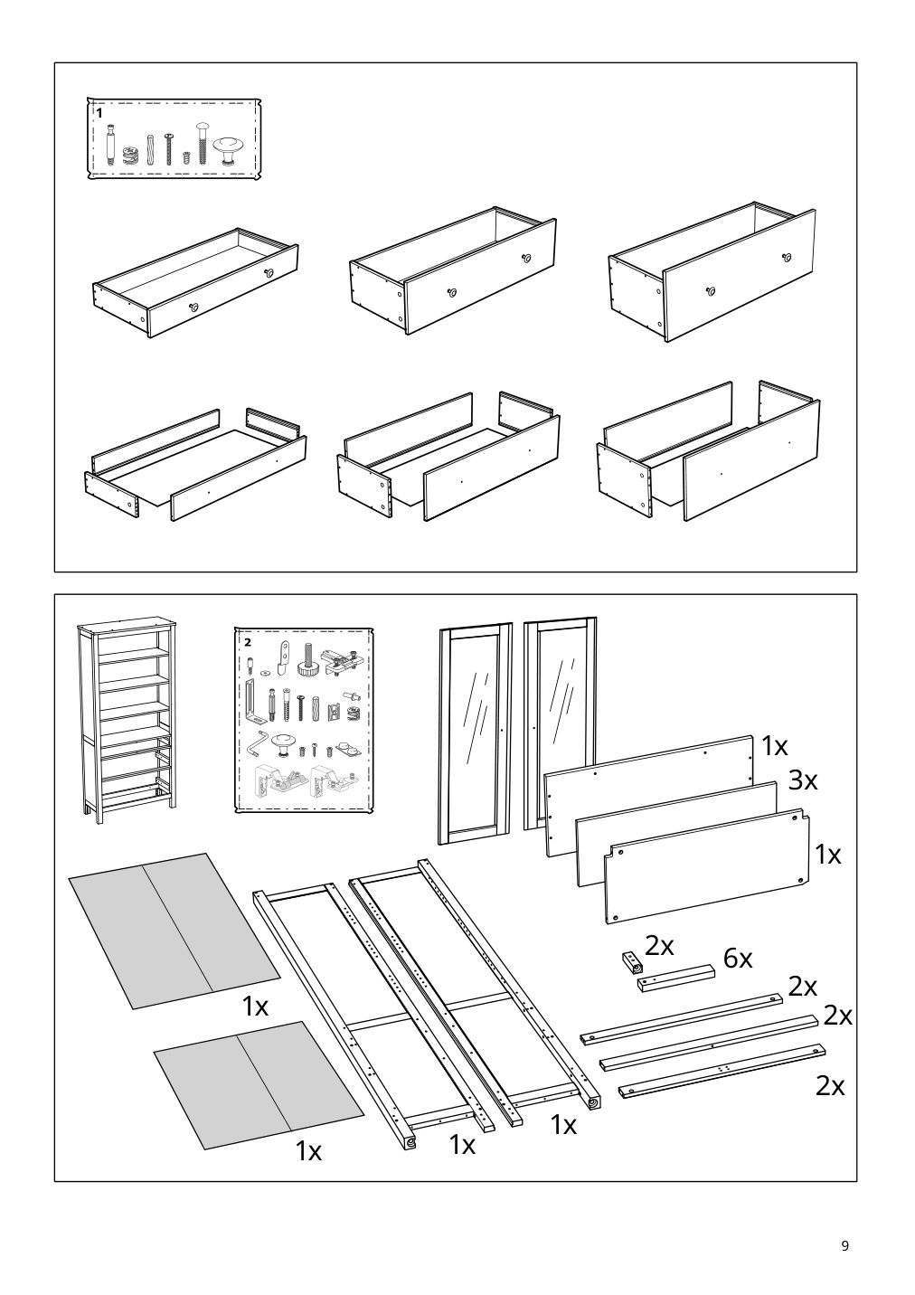 Assembly instructions for IKEA Hemnes glass door cabinet with 3 drawers white stain light brown | Page 9 - IKEA HEMNES glass-door cabinet with 3 drawers 504.135.07