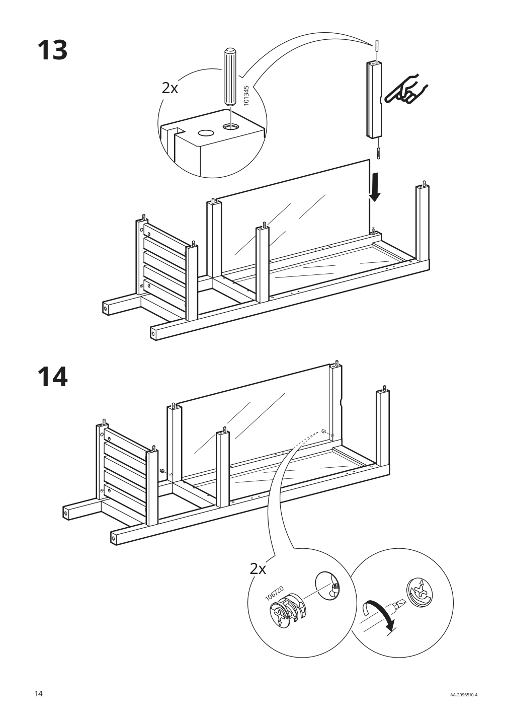 Assembly instructions for IKEA Hemnes high cabinet with glass door white | Page 14 - IKEA HEMNES high cabinet with glass door 203.966.46