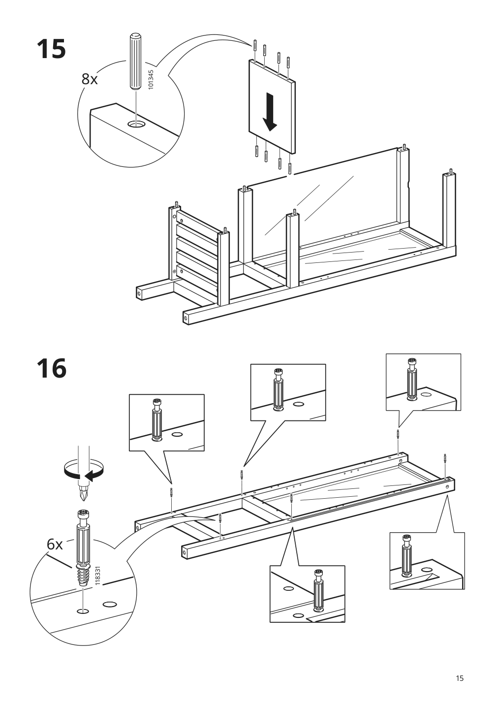 Assembly instructions for IKEA Hemnes high cabinet with glass door white | Page 15 - IKEA HEMNES high cabinet with glass door 203.966.46