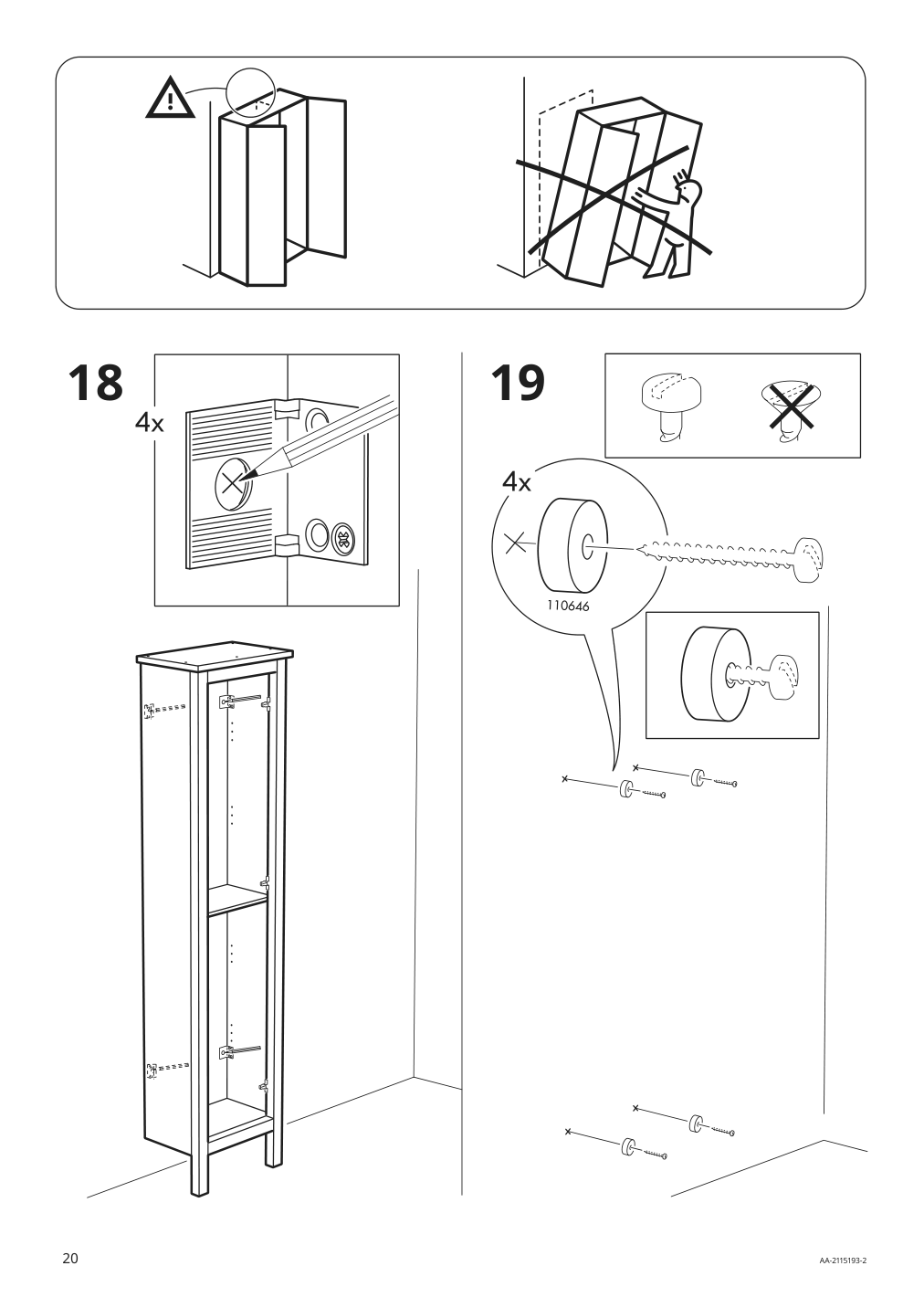 Assembly instructions for IKEA Hemnes high cabinet with mirror door gray | Page 20 - IKEA HEMNES / RÄTTVIKEN bathroom furniture, set of 5 093.898.26