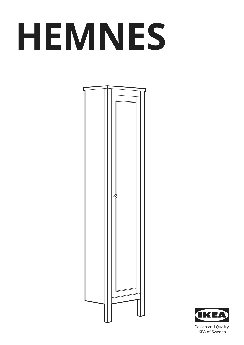 Assembly instructions for IKEA Hemnes high cabinet with mirror door white | Page 1 - IKEA HEMNES / RÄTTVIKEN bathroom furniture, set of 5 993.044.46