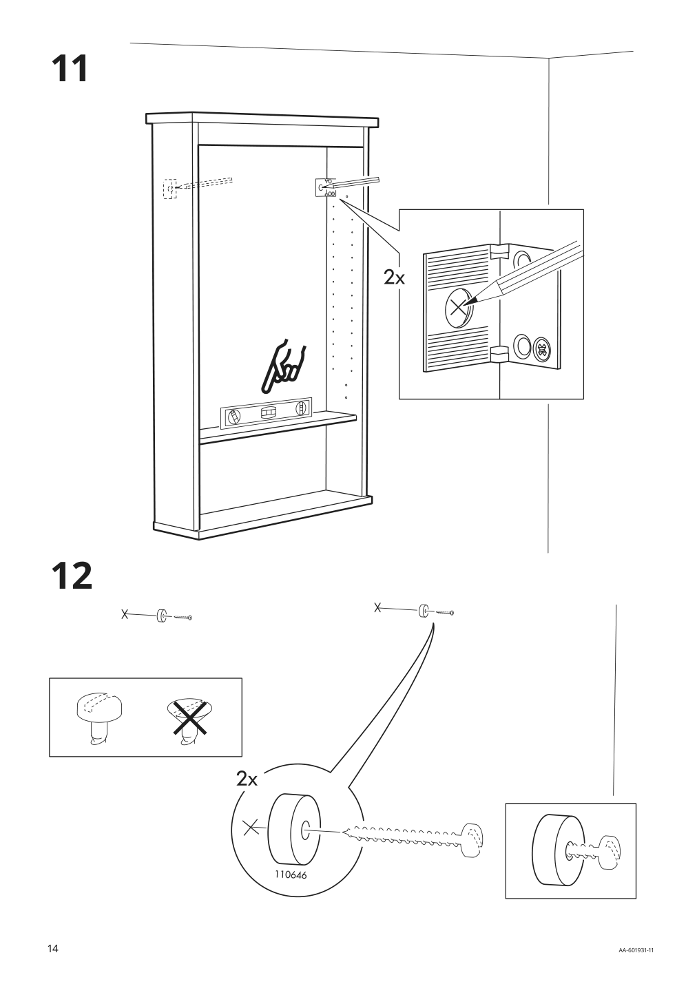 Assembly instructions for IKEA Hemnes mirror cabinet with 1 door white | Page 14 - IKEA HEMNES mirror cabinet with 1 door 702.176.71