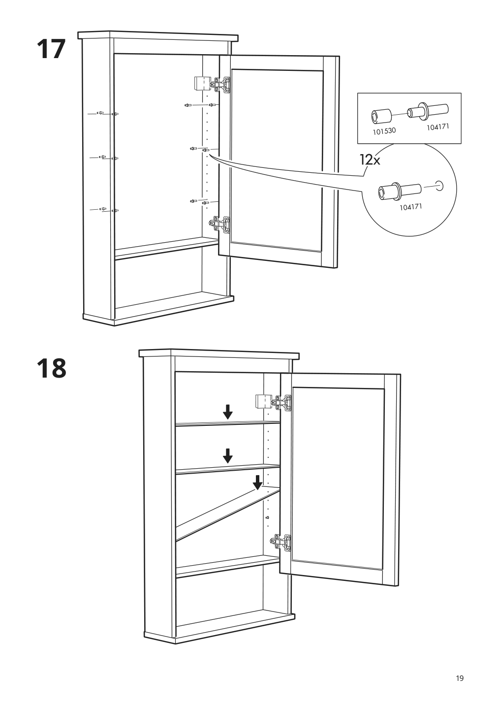 Assembly instructions for IKEA Hemnes mirror cabinet with 1 door white | Page 19 - IKEA HEMNES mirror cabinet with 1 door 702.176.71