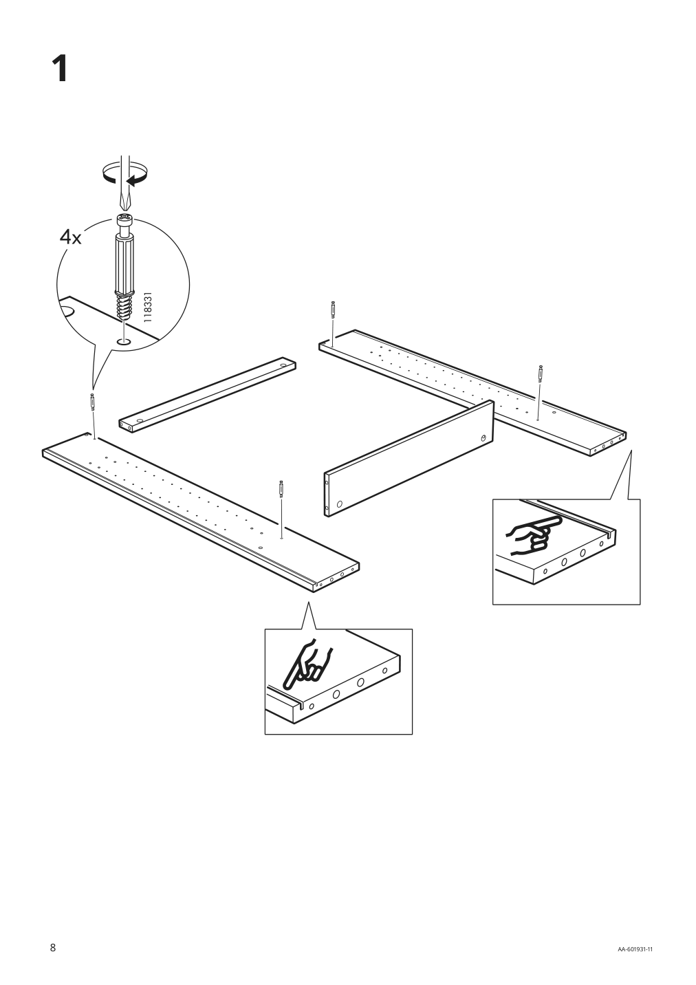 Assembly instructions for IKEA Hemnes mirror cabinet with 1 door white | Page 8 - IKEA HEMNES mirror cabinet with 1 door 702.176.71