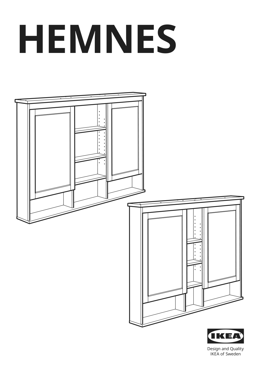 Assembly instructions for IKEA Hemnes mirror cabinet with 2 doors gray | Page 1 - IKEA HEMNES / ODENSVIK bathroom furniture, set of 5 793.898.23