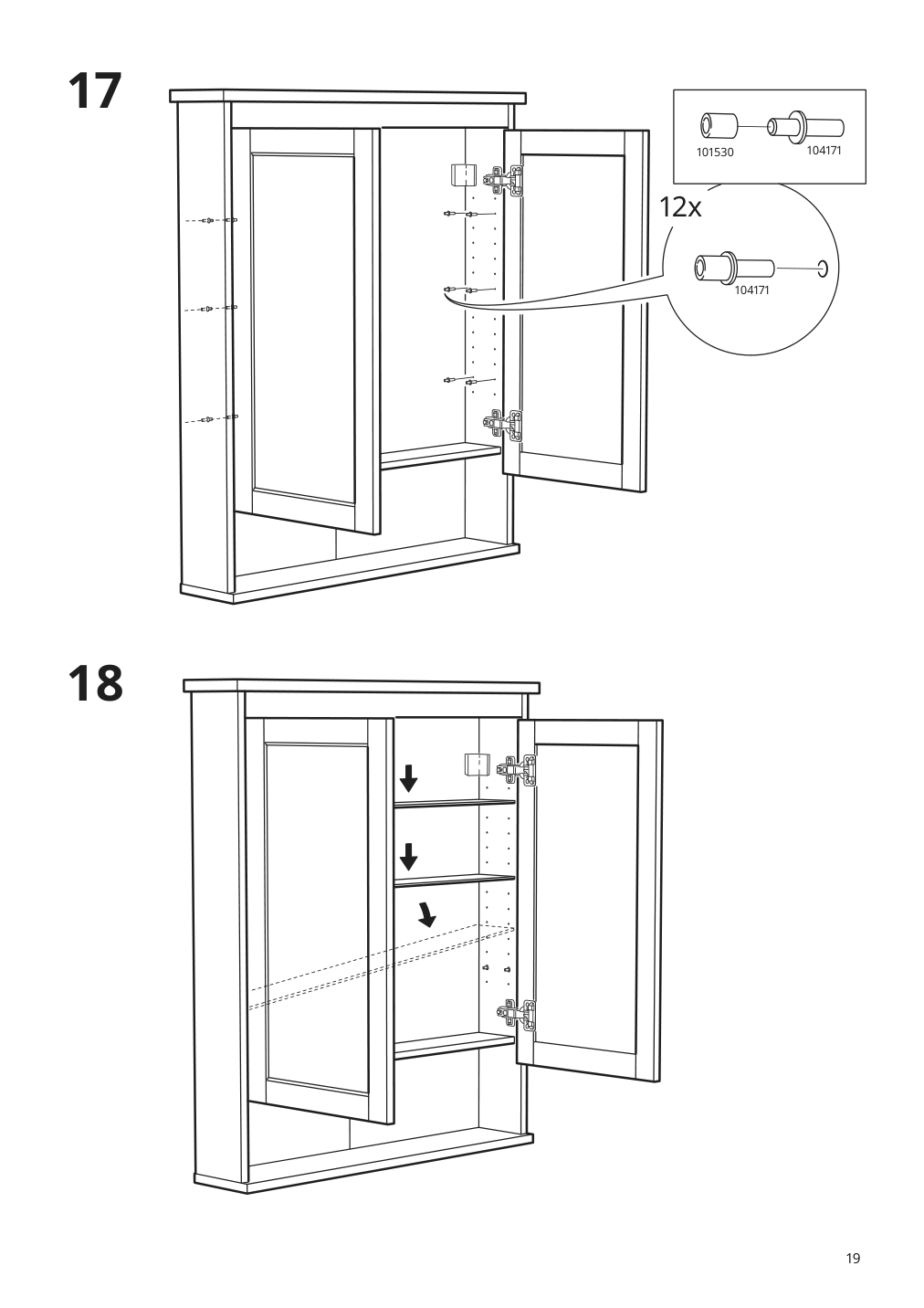 Assembly instructions for IKEA Hemnes mirror cabinet with 2 doors gray | Page 19 - IKEA HEMNES / RÄTTVIKEN bathroom furniture, set of 5 093.898.26