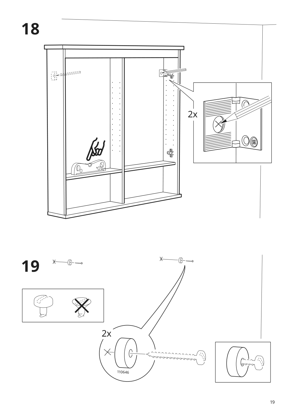 Assembly instructions for IKEA Hemnes mirror cabinet with 2 doors gray | Page 19 - IKEA HEMNES / ODENSVIK bathroom furniture, set of 6 593.898.24