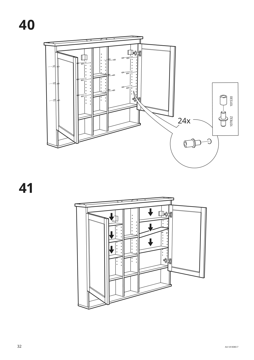 Assembly instructions for IKEA Hemnes mirror cabinet with 2 doors white | Page 32 - IKEA HEMNES mirror cabinet with 2 doors 002.987.41