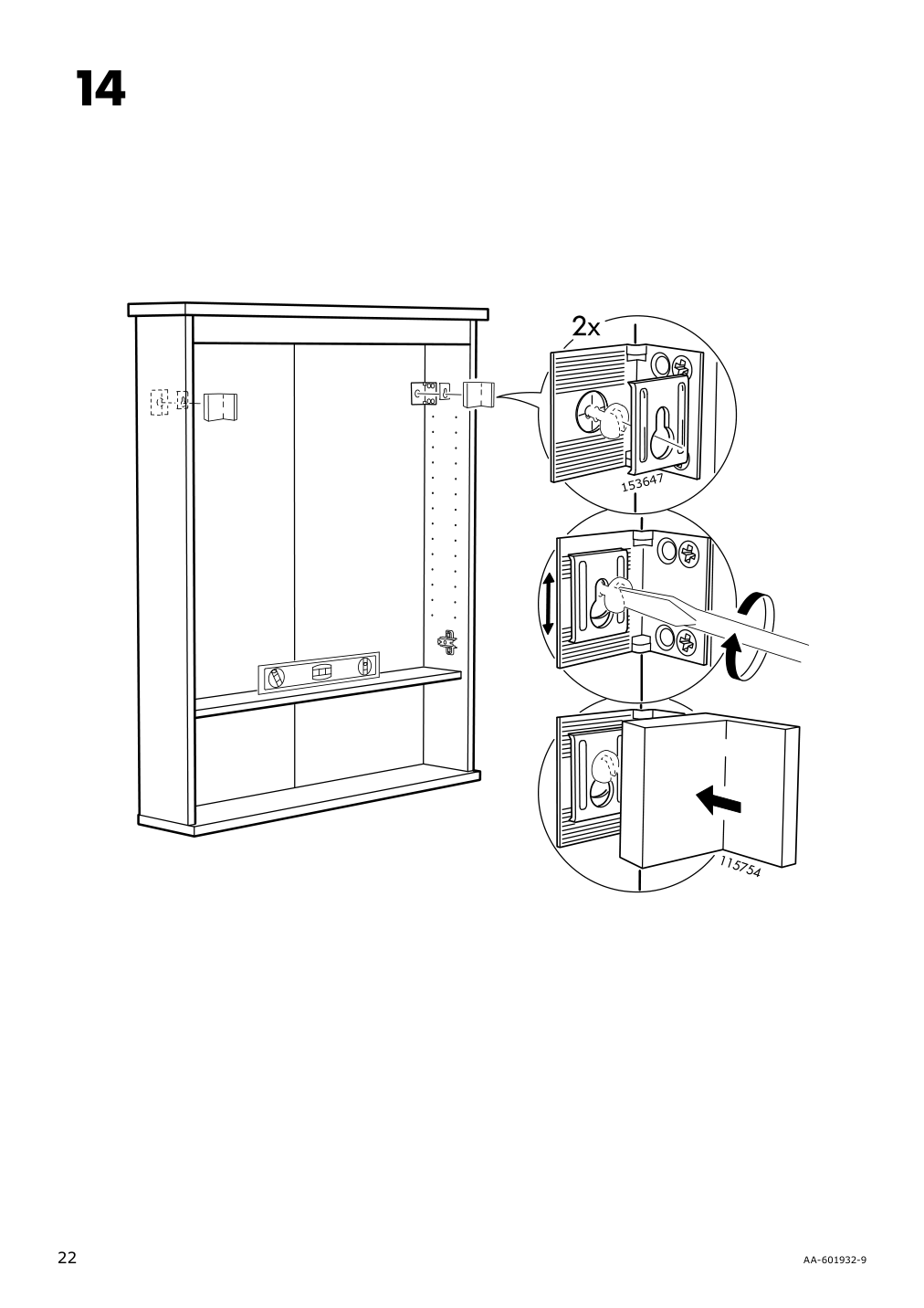 Assembly instructions for IKEA Hemnes mirror cabinet with 2 doors white | Page 22 - IKEA HEMNES / RÄTTVIKEN bathroom furniture, set of 5 793.881.21