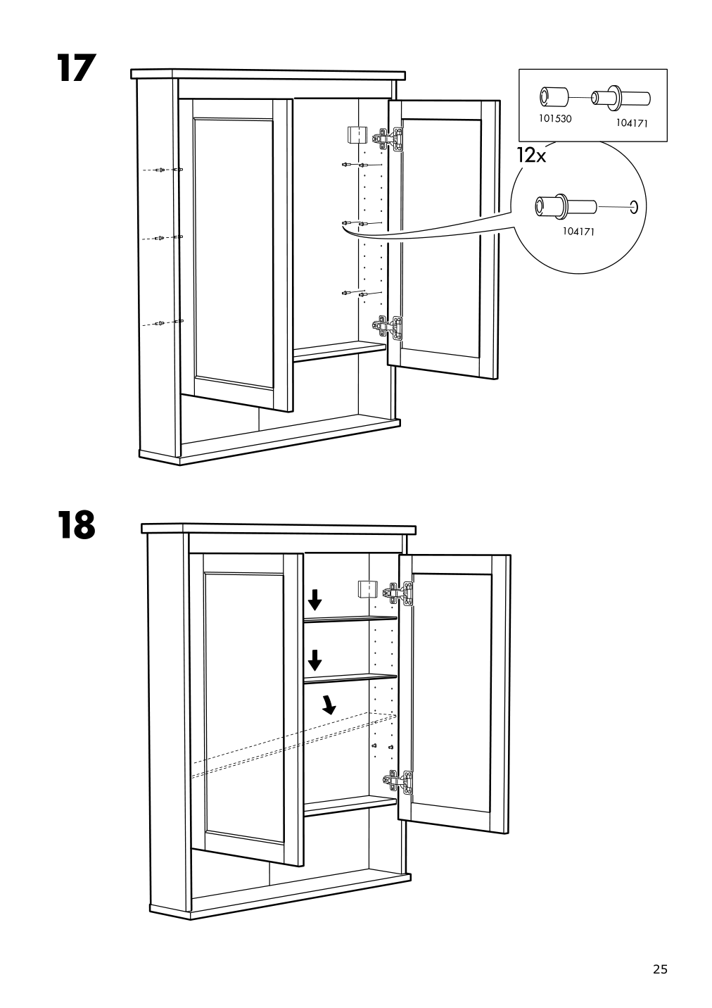 Assembly instructions for IKEA Hemnes mirror cabinet with 2 doors white | Page 25 - IKEA HEMNES / RÄTTVIKEN bathroom furniture, set of 5 993.044.46