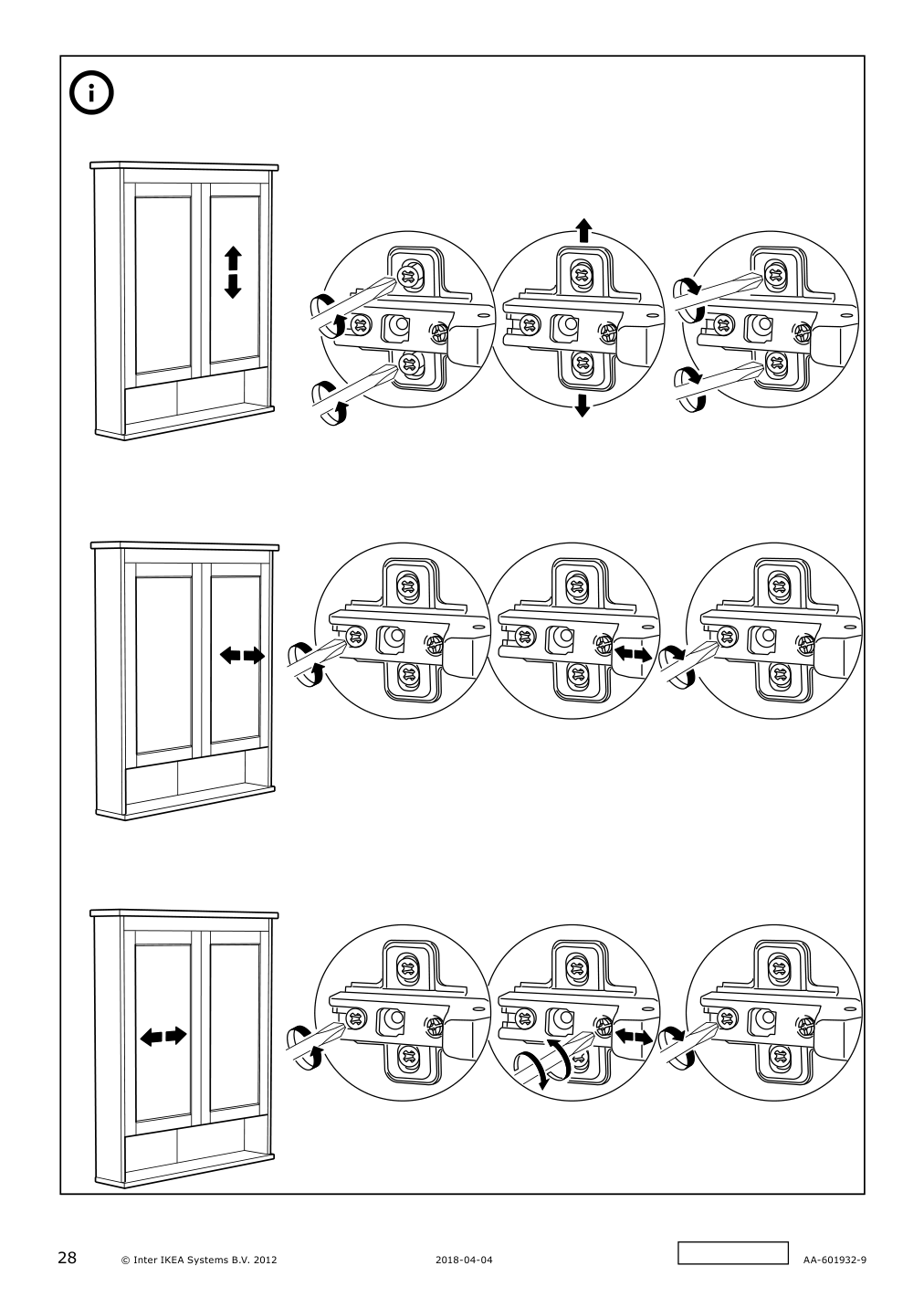 Assembly instructions for IKEA Hemnes mirror cabinet with 2 doors white | Page 28 - IKEA HEMNES / RÄTTVIKEN bathroom furniture, set of 5 993.044.46