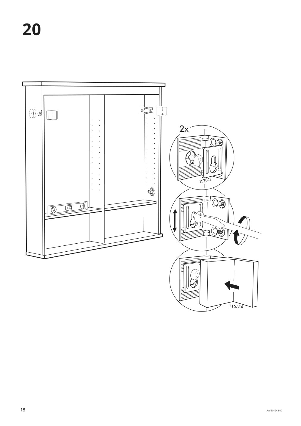 Assembly instructions for IKEA Hemnes mirror cabinet with 2 doors white | Page 18 - IKEA HEMNES / ODENSVIK bathroom furniture, set of 5 793.044.66