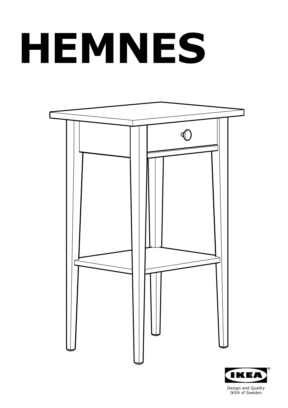 Assembly instructions for IKEA Hemnes nightstand black brown | Page 1 - IKEA HEMNES nightstand 901.212.34