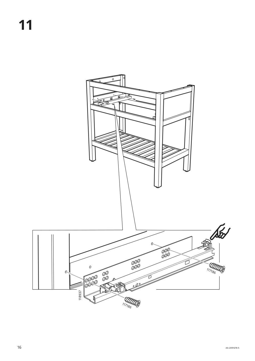 Assembly instructions for IKEA Hemnes open sink cabinet with 1 drawer gray | Page 16 - IKEA HEMNES / TÖRNVIKEN open sink cabinet with 17¾" sink 592.988.19