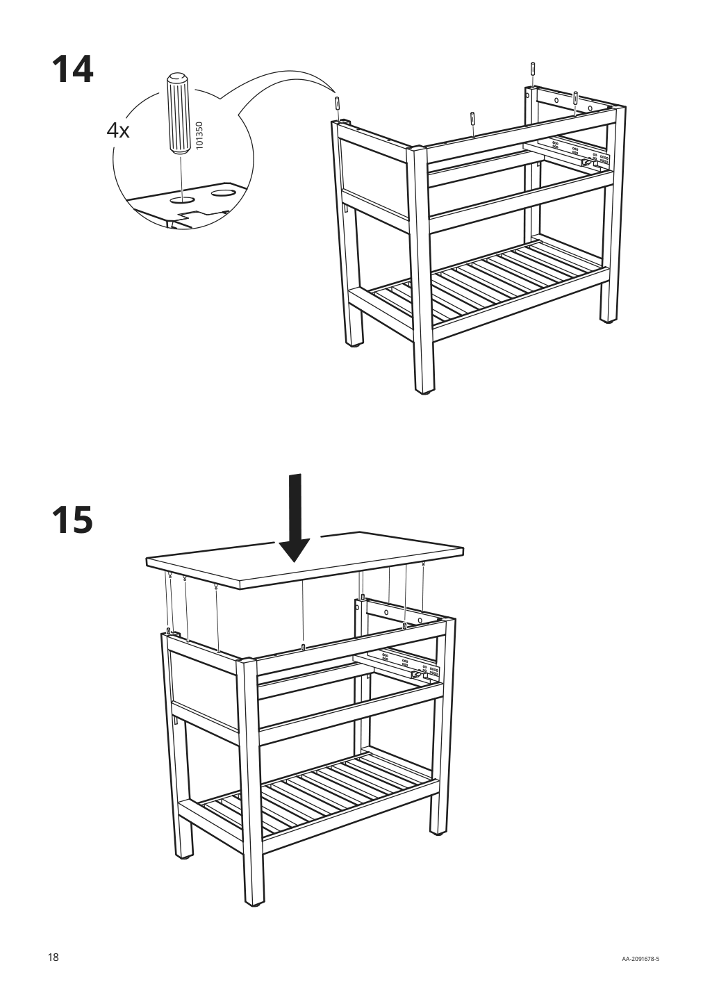 Assembly instructions for IKEA Hemnes open sink cabinet with 1 drawer gray | Page 18 - IKEA HEMNES / TÖRNVIKEN bathroom furniture, set of 4 493.898.48