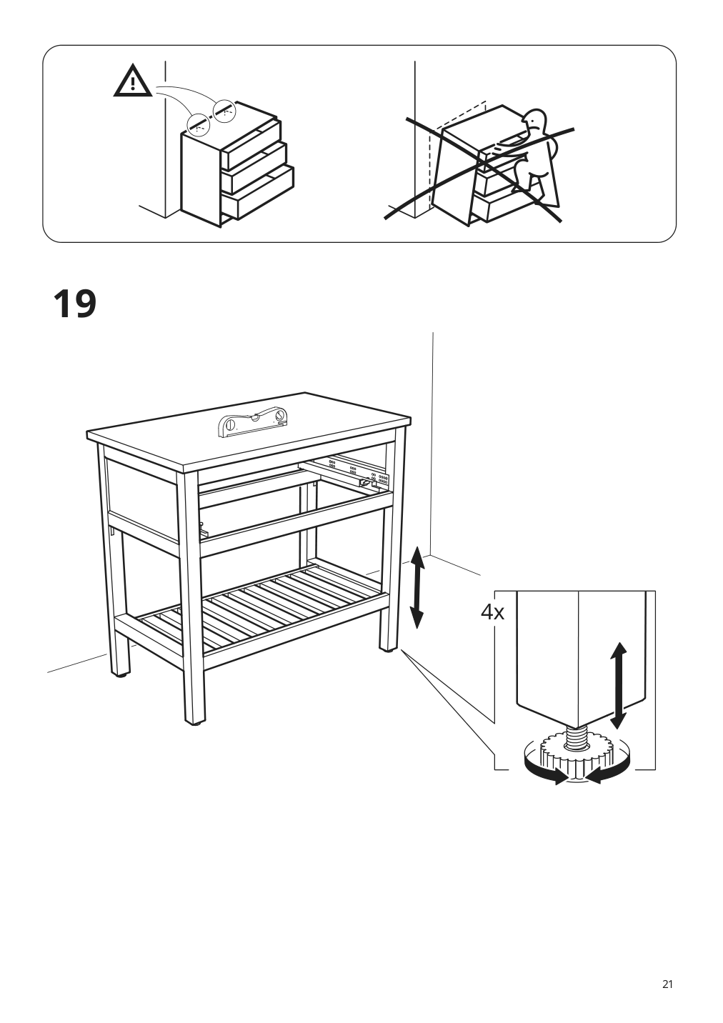 Assembly instructions for IKEA Hemnes open sink cabinet with 1 drawer gray | Page 21 - IKEA HEMNES / TÖRNVIKEN open sink cabinet with 17¾" sink 592.988.19