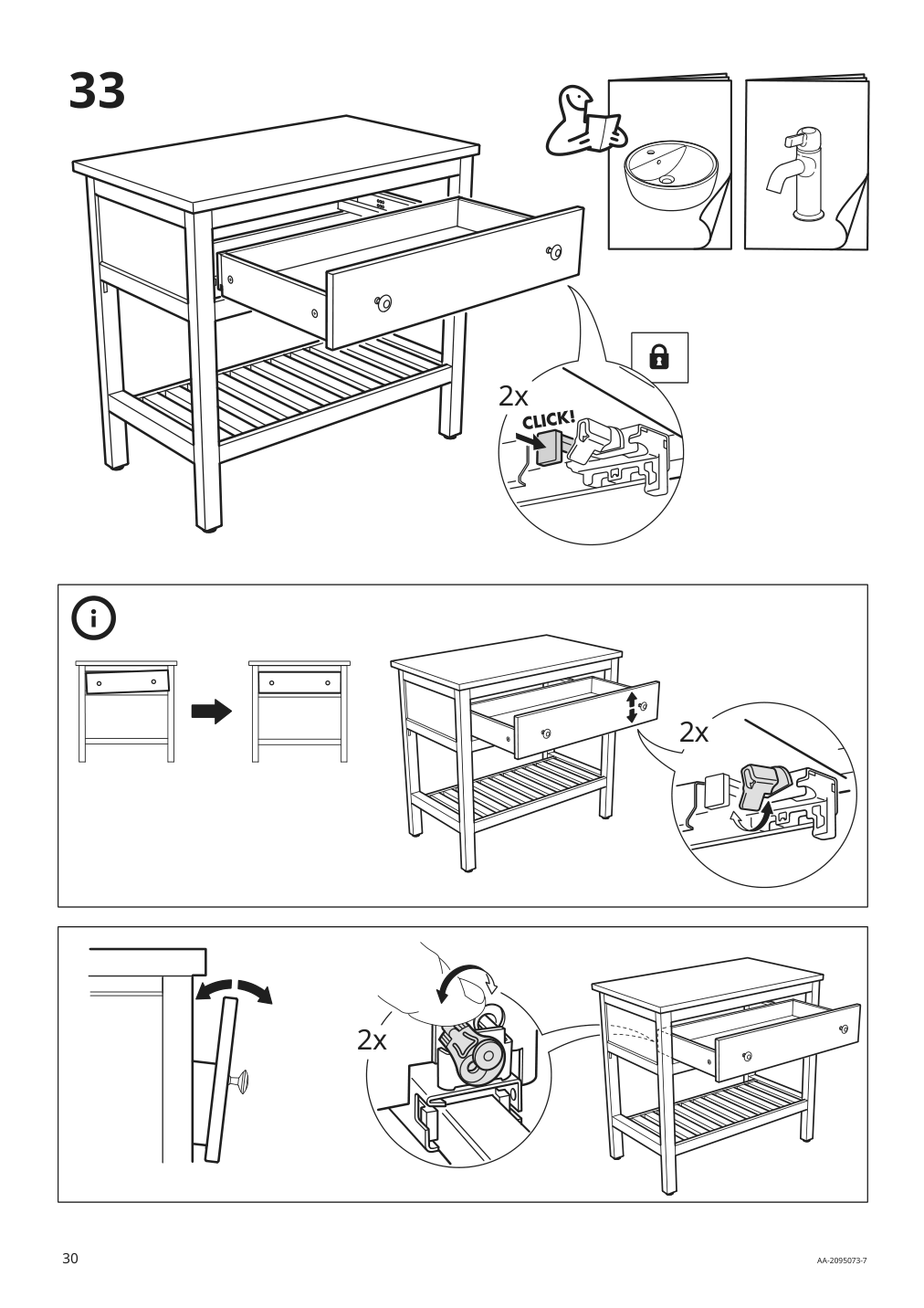 Assembly instructions for IKEA Hemnes open sink cabinet with 1 drawer white | Page 30 - IKEA HEMNES / TÖRNVIKEN bathroom furniture, set of 4 293.361.01