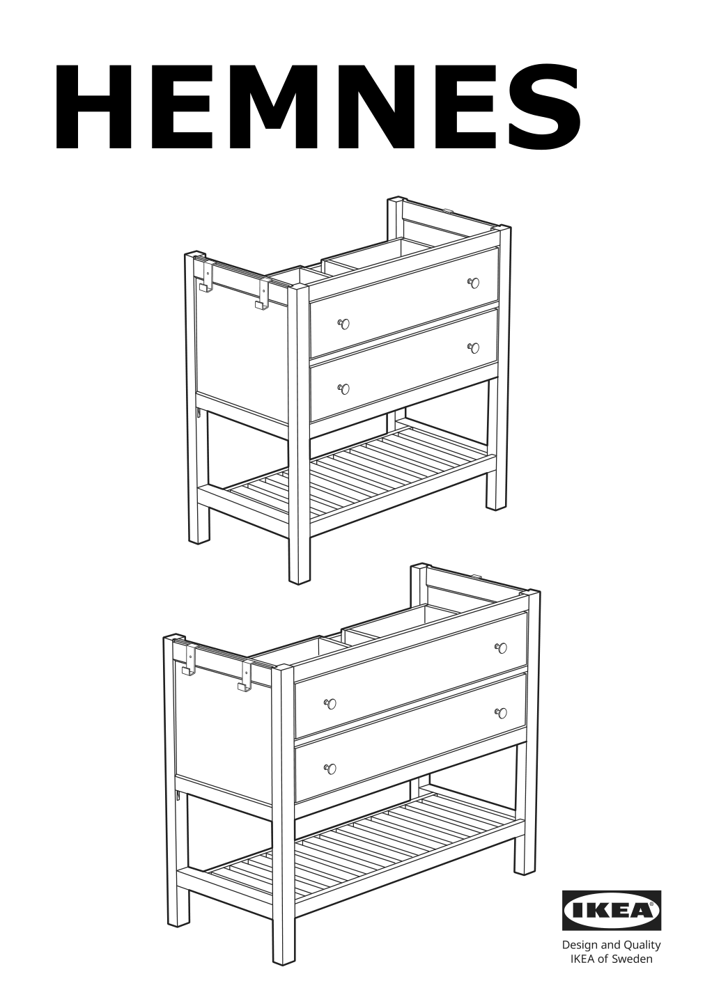 Assembly instructions for IKEA Hemnes open sink cabinet with 2 drawers gray | Page 1 - IKEA HEMNES open sink cabinet with 2 drawers 104.971.70