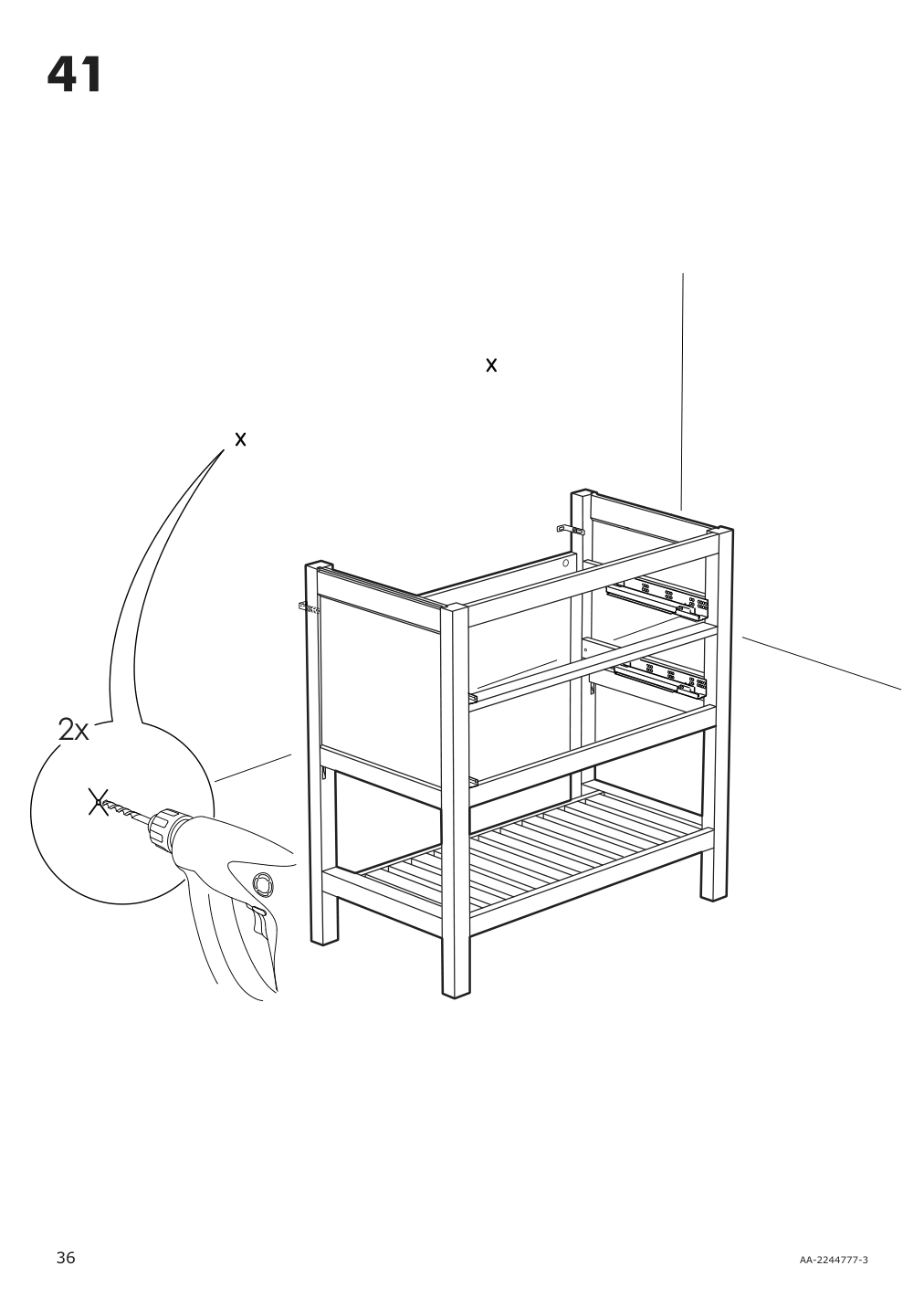 Assembly instructions for IKEA Hemnes open sink cabinet with 2 drawers gray | Page 36 - IKEA HEMNES open sink cabinet with 2 drawers 104.971.70