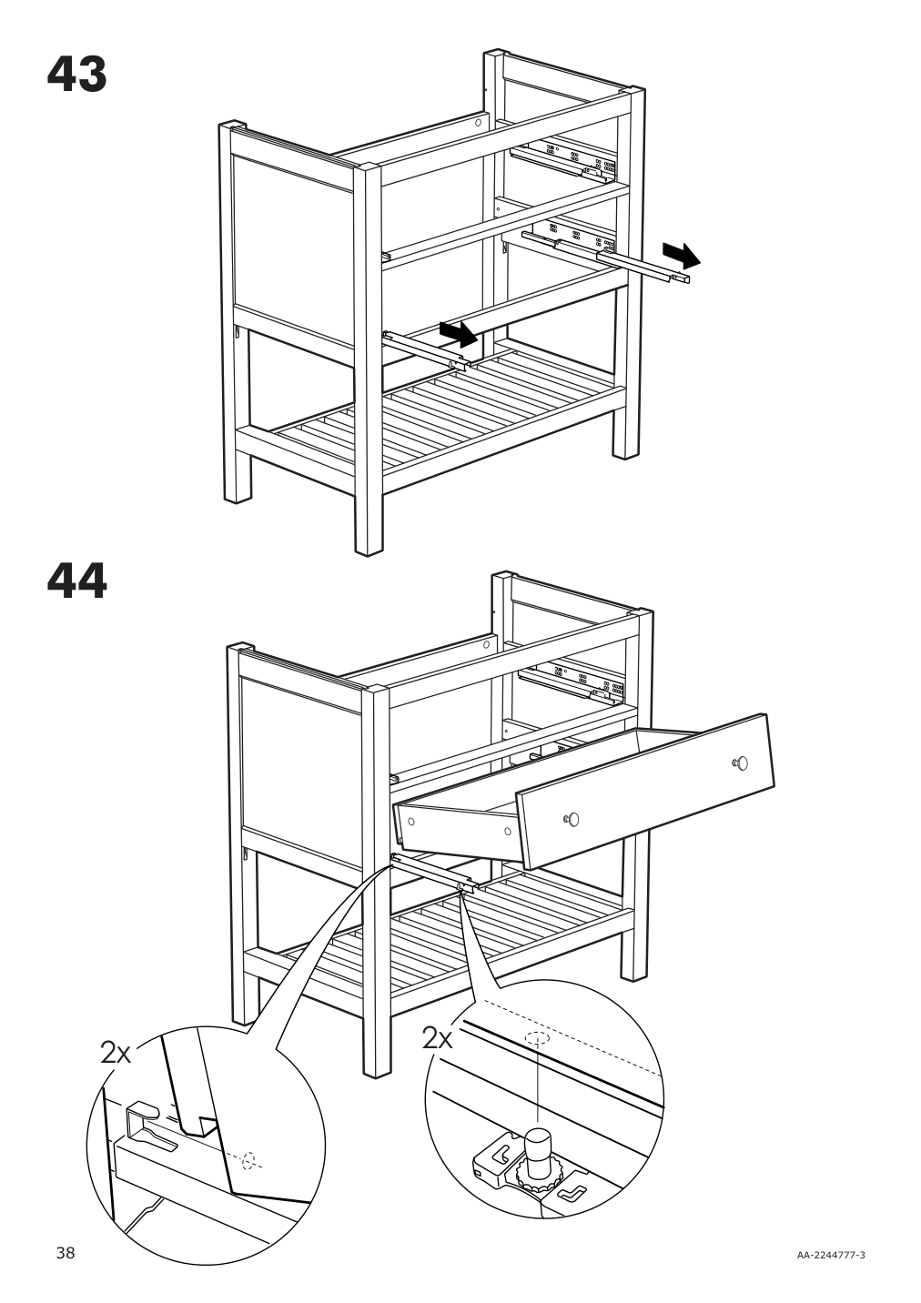 Assembly instructions for IKEA Hemnes open sink cabinet with 2 drawers gray | Page 38 - IKEA HEMNES open sink cabinet with 2 drawers 104.971.70