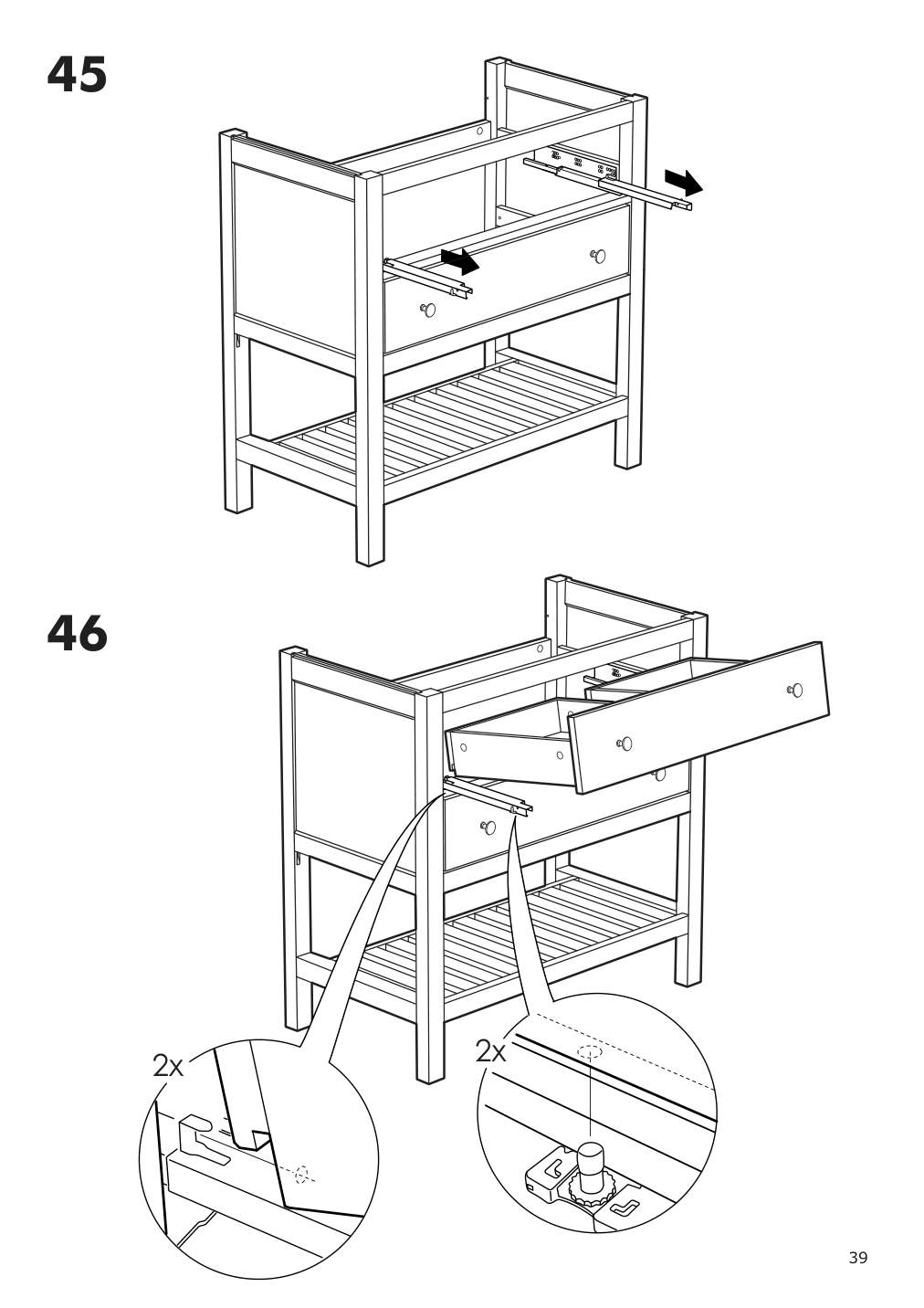 Assembly instructions for IKEA Hemnes open sink cabinet with 2 drawers gray | Page 39 - IKEA HEMNES / ODENSVIK open sink cabinet with 2 drawers 894.772.73