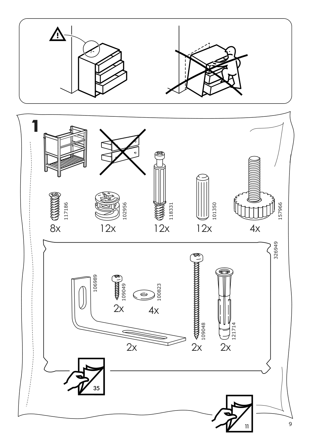 Assembly instructions for IKEA Hemnes open sink cabinet with 2 drawers gray | Page 9 - IKEA HEMNES / ODENSVIK open sink cabinet with 2 drawers 894.772.73