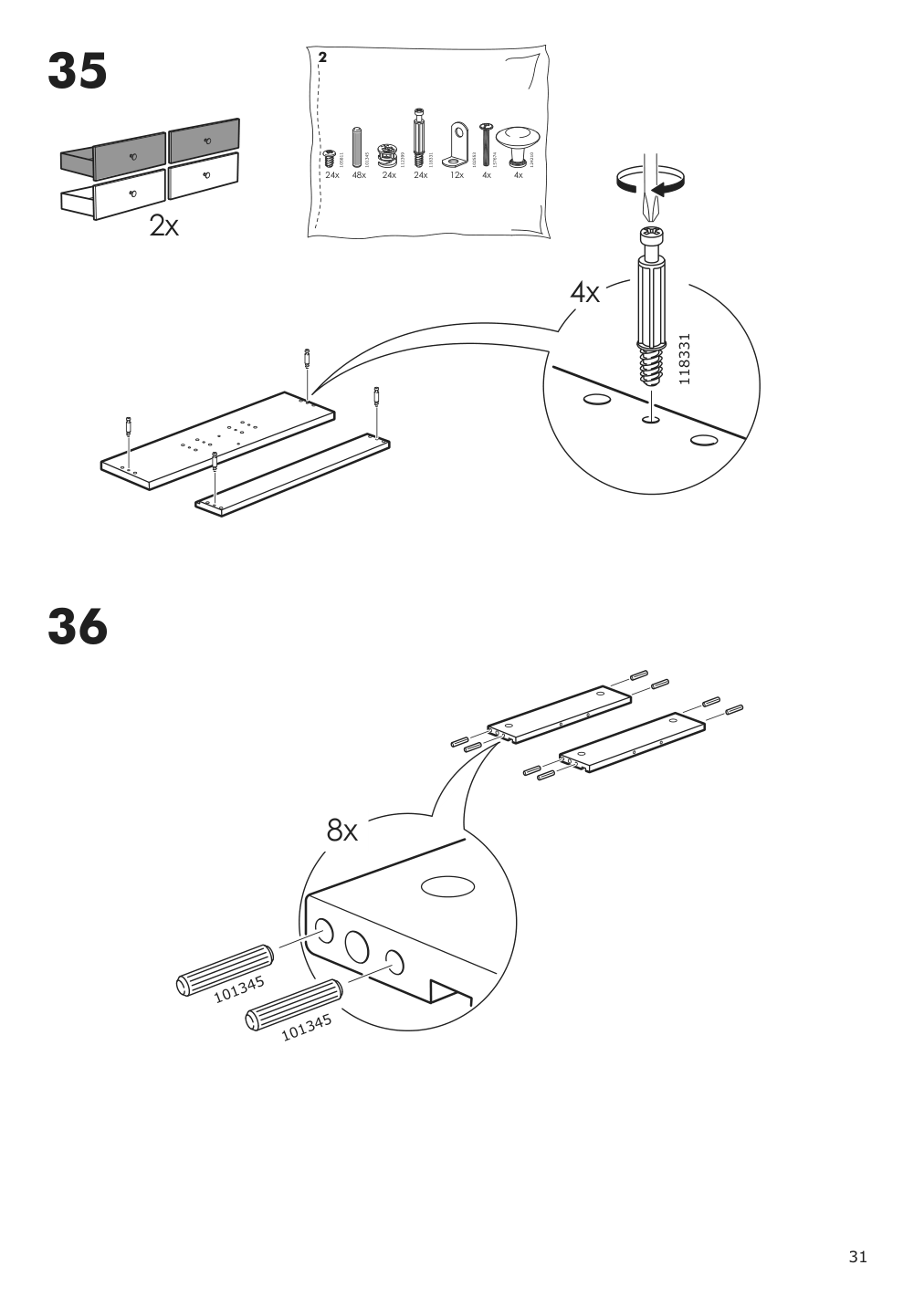 Assembly instructions for IKEA Hemnes open wash stand with 4 drawers gray | Page 31 - IKEA HEMNES open wash-stand with 4 drawers 704.971.67