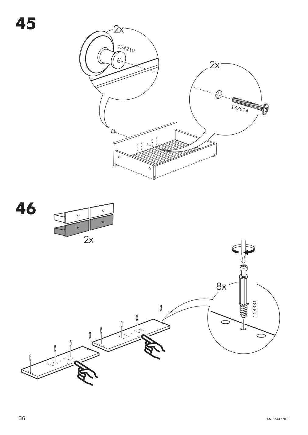 Assembly instructions for IKEA Hemnes open wash stand with 4 drawers gray | Page 36 - IKEA HEMNES open wash-stand with 4 drawers 704.971.67